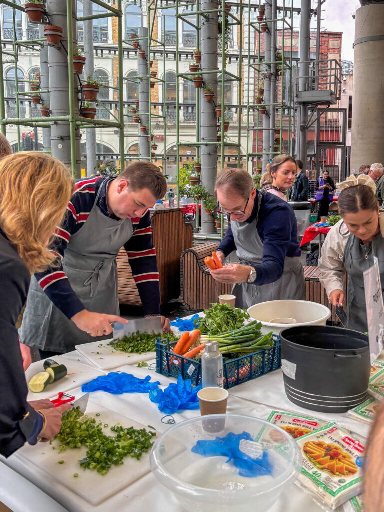 Four people cooking